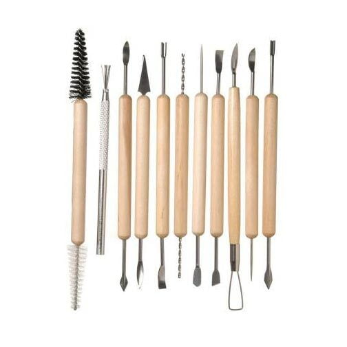 Wooden Handle Pottery Tool Kit - Set of 11