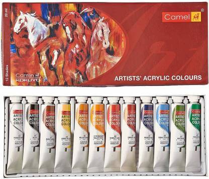 camel - Artist Acrylic Colours - 12 Shades x 20 ML Tubes