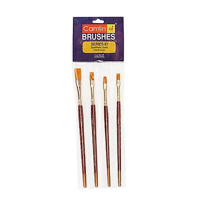 Camlin - Synthetic Gold Brushes - Flat - set of 4