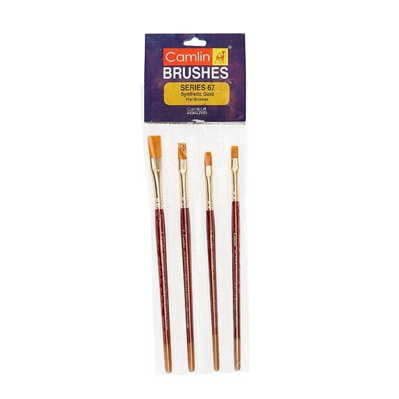 Camlin - Synthetic Gold Brushes - Flat - set of 4