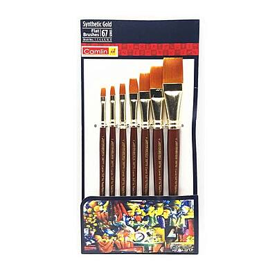 Camlin - Synthetic Gold Brushes - Flat - set of 7