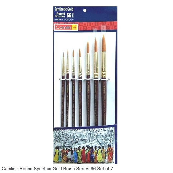 Camlin - Synthetic Gold Brushes - Round - Set of 7 Brushes