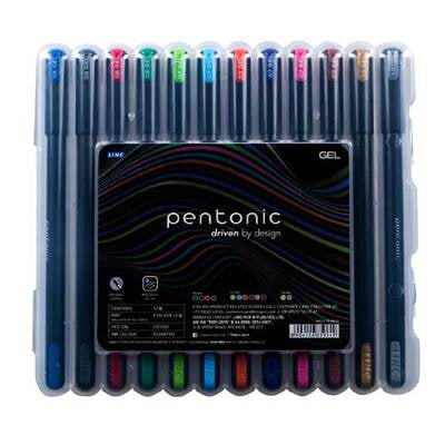 Pentonic Multicolor Gel Pen With Hard Box Case - 12 Pcs Set
